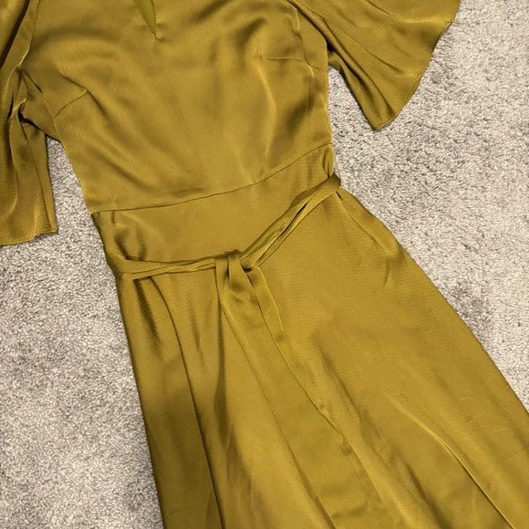 Ted Baker HARIIET Midi Dress In Khaki Green Size 1 / S - Picture 7 of 15